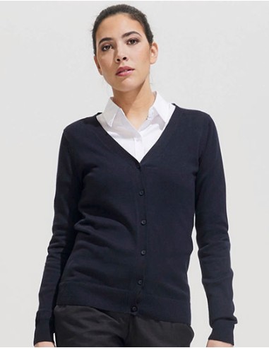 S-90012-Womens Golden V-Neck Knitted Cardigan